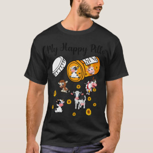 Camiseta Meus comprimidos felizes Vaca fofa Animais Bezerra