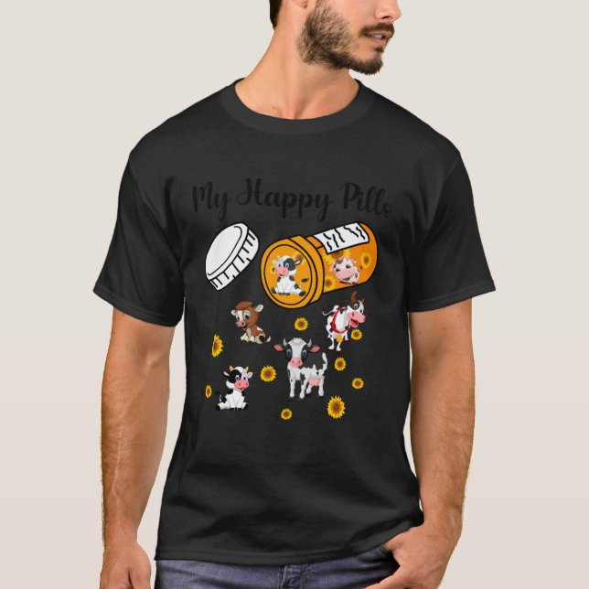 Camiseta Meus comprimidos felizes Vaca fofa Bezerras Animai (Frente)
