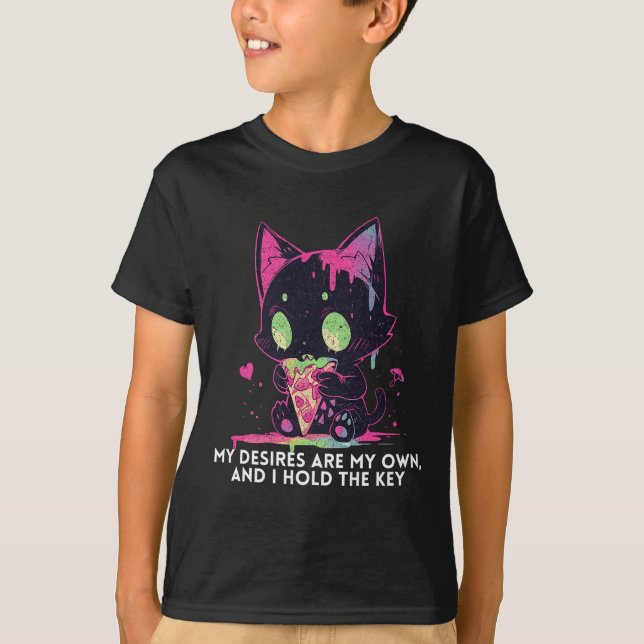 Camiseta Meus Desejos São Meus E Eu Tenho O Gato-Chave Da E (Frente)