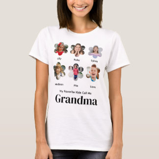 Camiseta Meus Filhos Favoritos Me Chamam de Vovó Colagem de