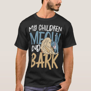 Camiseta Meus filhos miam e latido de bicho de gatinho fofo