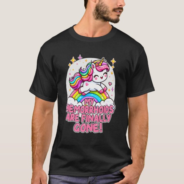 Camiseta Meus Hemorroidas Finalmente Se Foram Sarcástico En (Frente)