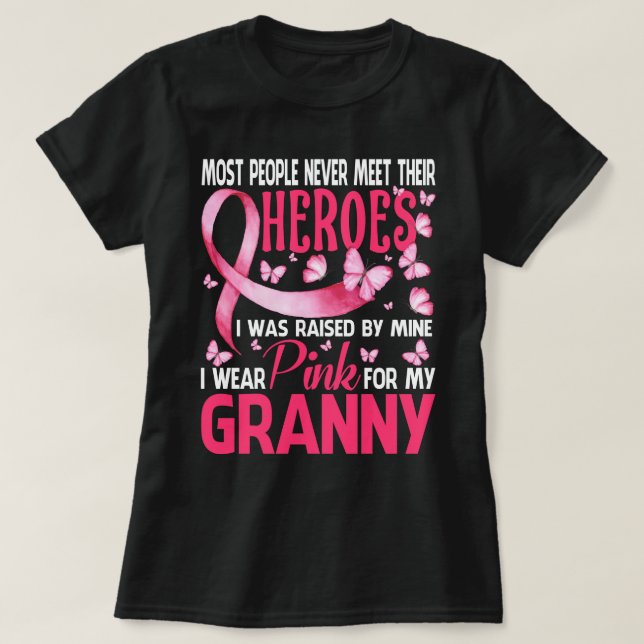 Camiseta Meus Heroínas Eu Visto Rosa Para Meu Cancer RANY (Frente do Design)