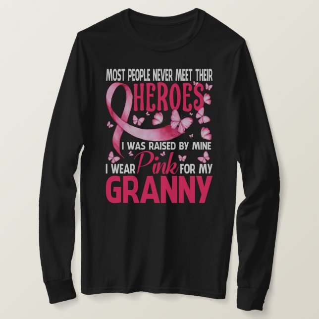 Camiseta Meus Heroínas Eu Visto Rosa Para Meu Cancer RANY (Frente do Design)