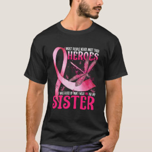 Camiseta Meus Heróis Eu Visto Rosa Para O Cancer Da Mama D