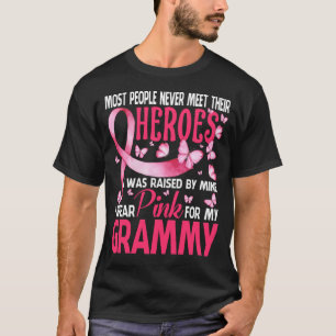 Camiseta Meus Heróis Eu Visto Rosa Para O Meu Cancer Mama G