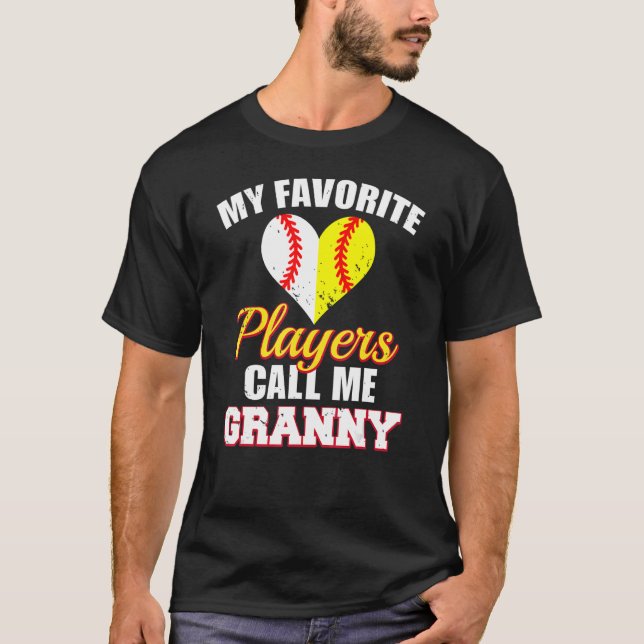Camiseta Meus Jogadores Favoritos Me Chamam De Avó Baseball (Frente)