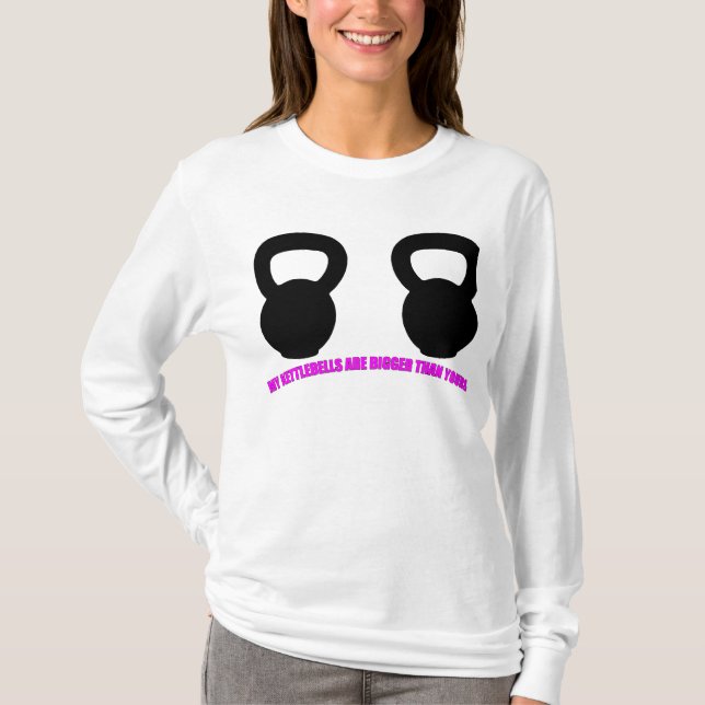 Camiseta "Meus kettlebells são mais grandes do que seu" (Frente)