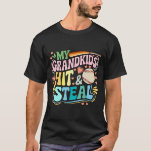 Camiseta Meus netos acertam e roubam o beisebol do Dia das