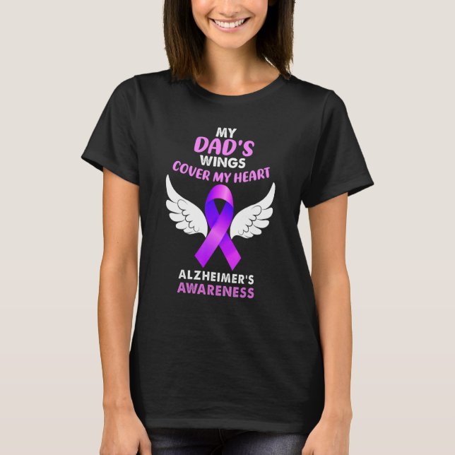 Camiseta Meus Pais Asas Cobrir Meu Coração Alzheimer Consci (Frente)