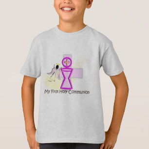 Camiseta Meus primeiro cálice e anjo do comunhão santamente