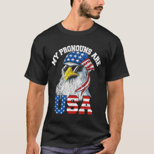 Camiseta Meus Pronomes São Águia Patriótica Dos EUA Engraça