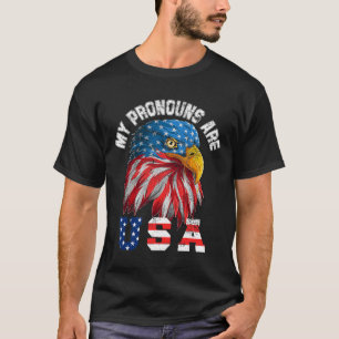 Camiseta Meus Pronomes São Usa Águia Engraçada 4 De Julho A