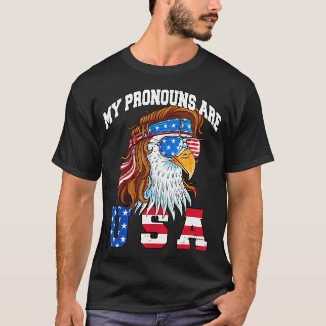 Camiseta Meus Pronunciantes São Usa Águia Americana Engraça (Frente)