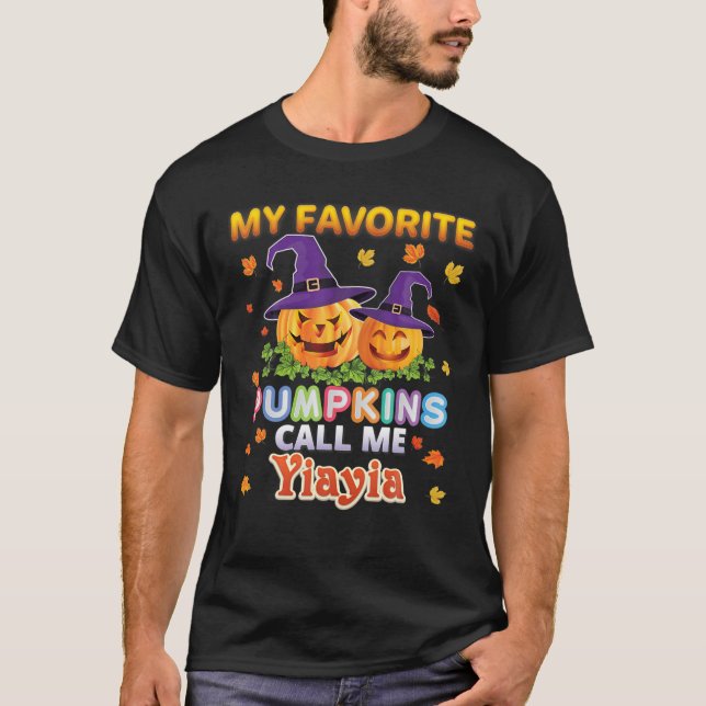 Camiseta Meus Pumpkins Favoritos Me Chamam De Yiayia Do No  (Frente)