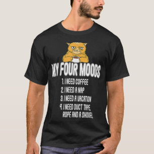 Camiseta meus quatro humores eu preciso de café eu preciso 