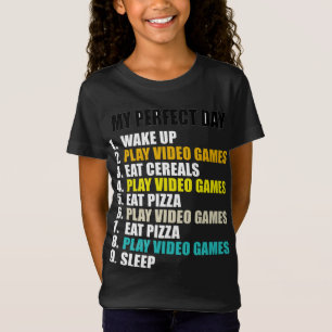 Camiseta Meus Videos games De Brincadeira De Dia Comem Pizz