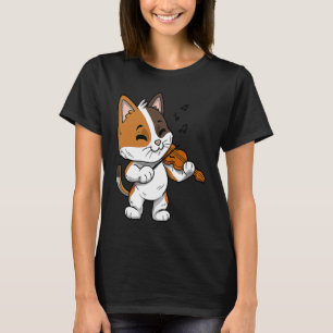 Camiseta Mewsician Tocador de Violino Gato Violinista Músic
