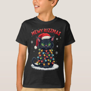 Camiseta Mewy Rizzmas Papais noeis Engraçados Cat Mewing Pi