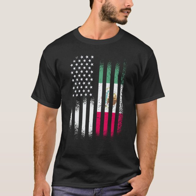 Camiseta Mexican American Patriot Grown Country USA Flags S (Frente)
