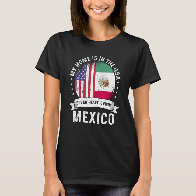 Camiseta Mexican American Patriot Grown Proud Home USA Flag (Frente)
