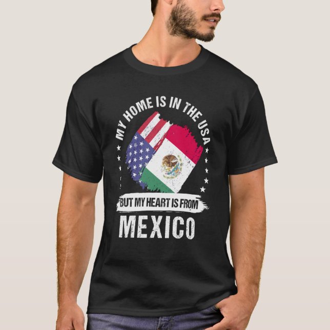 Camiseta Mexican American Patriot Grown Proud My Heart is f (Frente)