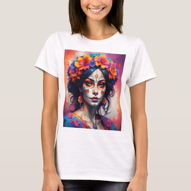 Camiseta Mexican Catrina watercolor (Frente)