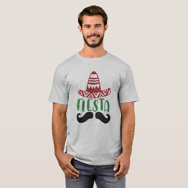 Camiseta Mexican Fiesta Mustache-Sombrero Design (Frente Completa)