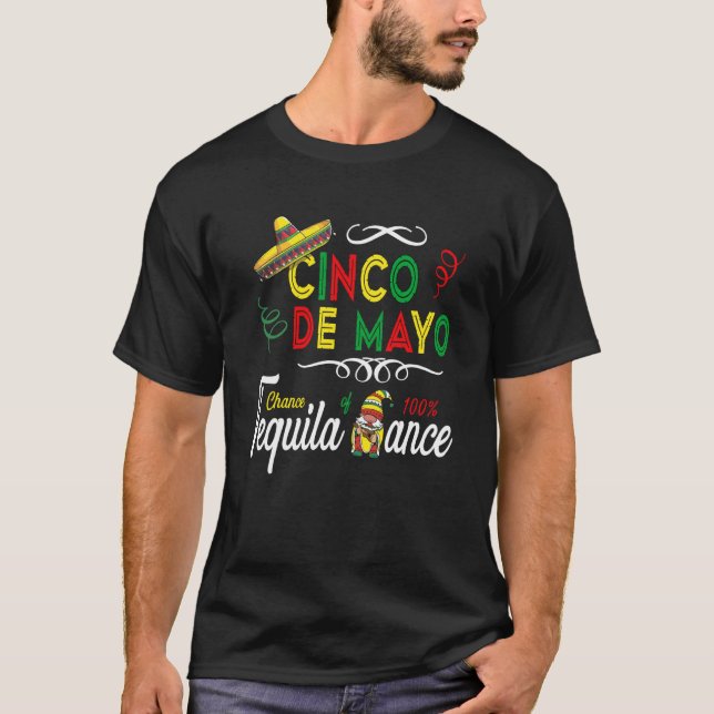 Camiseta Mexican Holiday Sombrero Tequila Dance Gnome Cinco (Frente)