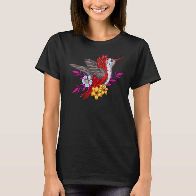 Camiseta Mexican Humming Bird with Flowers for the Day of t (Frente)