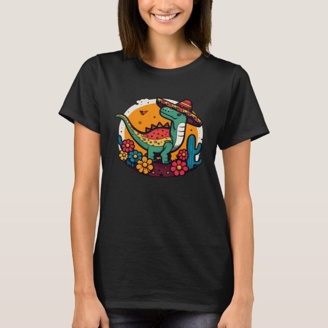Camiseta Mexican Rex Dinosaur Cinco De Mayo (Frente)
