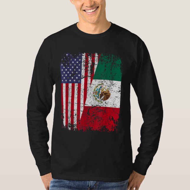 Camiseta MEXICAN ROOTS Half American Flag MÉXICO (Frente)