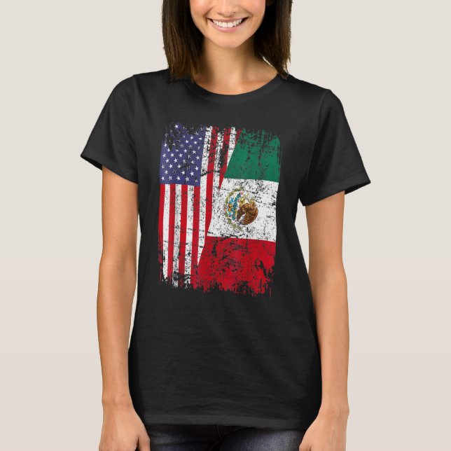 Camiseta MEXICAN ROOTS Half American Flag MÉXICO (Frente)