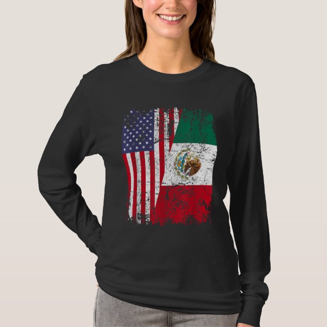 Camiseta MEXICAN ROOTS Half American Flag MÉXICO (Frente)
