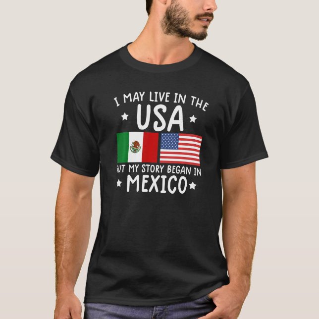 Camiseta mexican ROOTS  Half American Flag Mexicoflag (Frente)