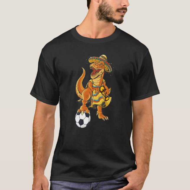 Camiseta Mexican Soccer Rex Dinosaur Mexico Flag Futbol 202 (Frente)