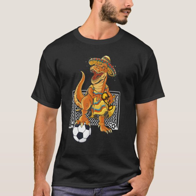Camiseta Mexican Soccer Rex Dinosaur Mexico Flag Futbol 202 (Frente)