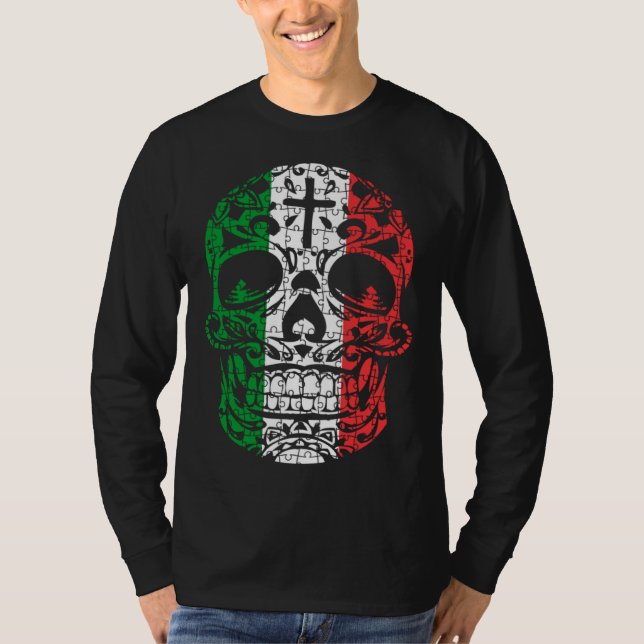 Camiseta Mexican Sugar Skull Pride Calavera Day Dead Cinco  (Frente)