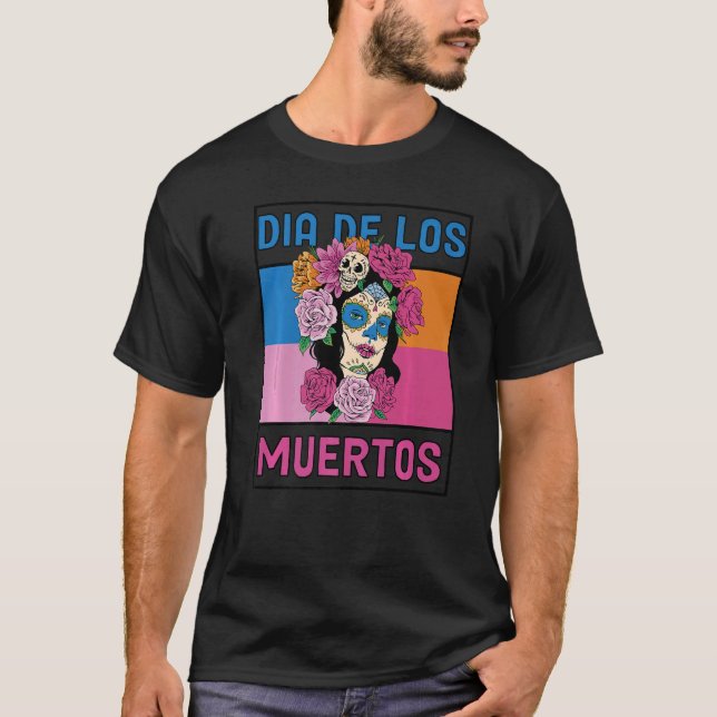 Camiseta Mexicano Calavera Dia De Los Muertos Dia Do Morto  (Frente)
