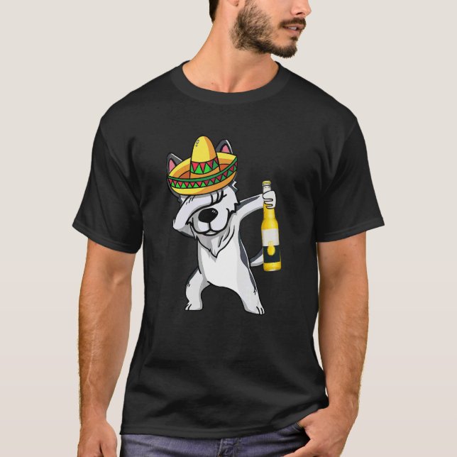 Camiseta Mexicano Dabbing Rouco Cinco De Mayo Poncho Sombre (Frente)