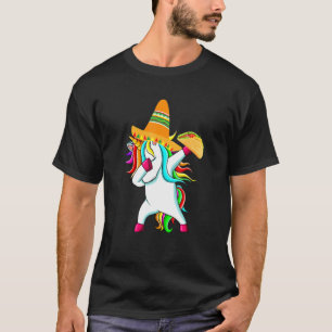 Camiseta Mexicano Dabbing Unicorn Cinco De Mayo Poncho Somb