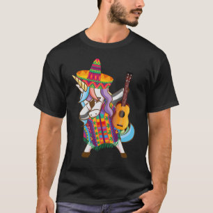 Camiseta Mexicano Dabbing Unicorn Cinco De Mayo Poncho Somb