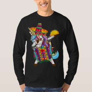 Camiseta Mexicano Dabbing Unicorn Cinco De Mayo Poncho Somb