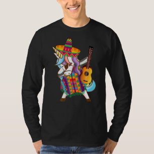 Camiseta Mexicano Dabbing Unicorn Cinco De Mayo Poncho Somb