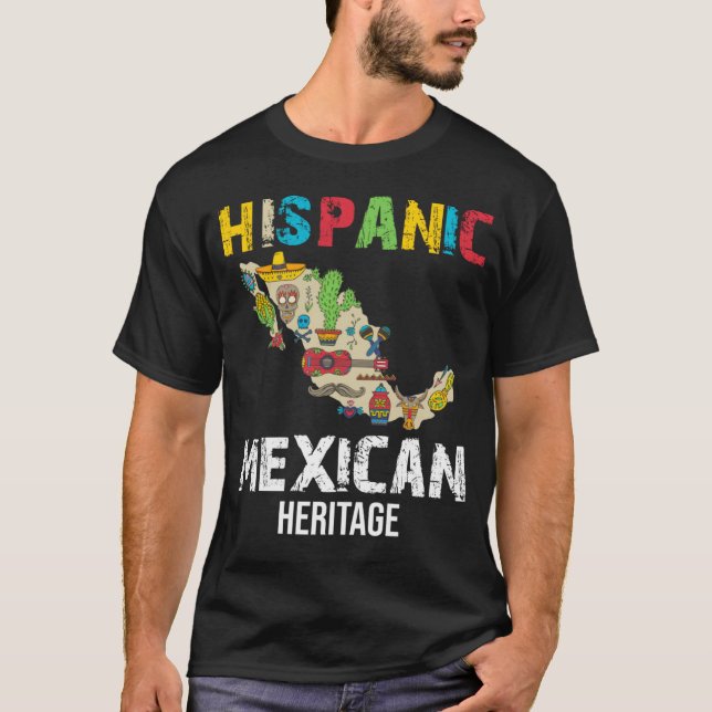 Camiseta Mexicano dizendo slogan hispânico patrimônio mexic (Frente)