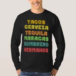 Camiseta Mexicano Fiesta Tacos Cerveza Hermanos Costume Cin