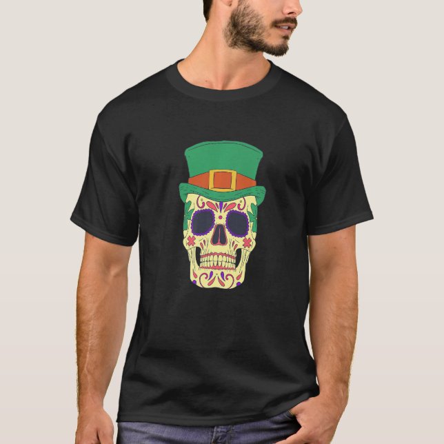 Camiseta mexicano leprikon hat skull leprechaun (Frente)