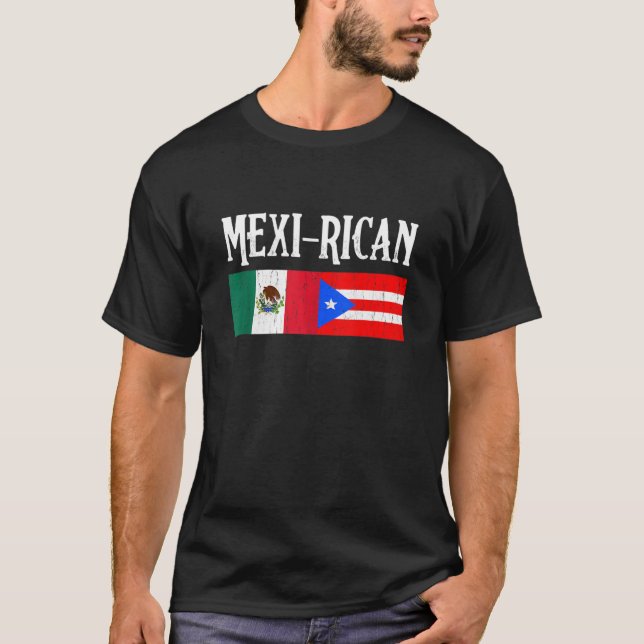 Camiseta Mexicano México Porto Rico Bandeira (Frente)