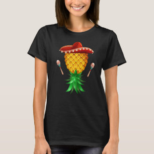 Camiseta Mexicano Swinger para Baixo Abacaxi Sombrero Mar