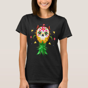 Camiseta Mexicano Swinger para Baixo Pineapple Sugar Skull